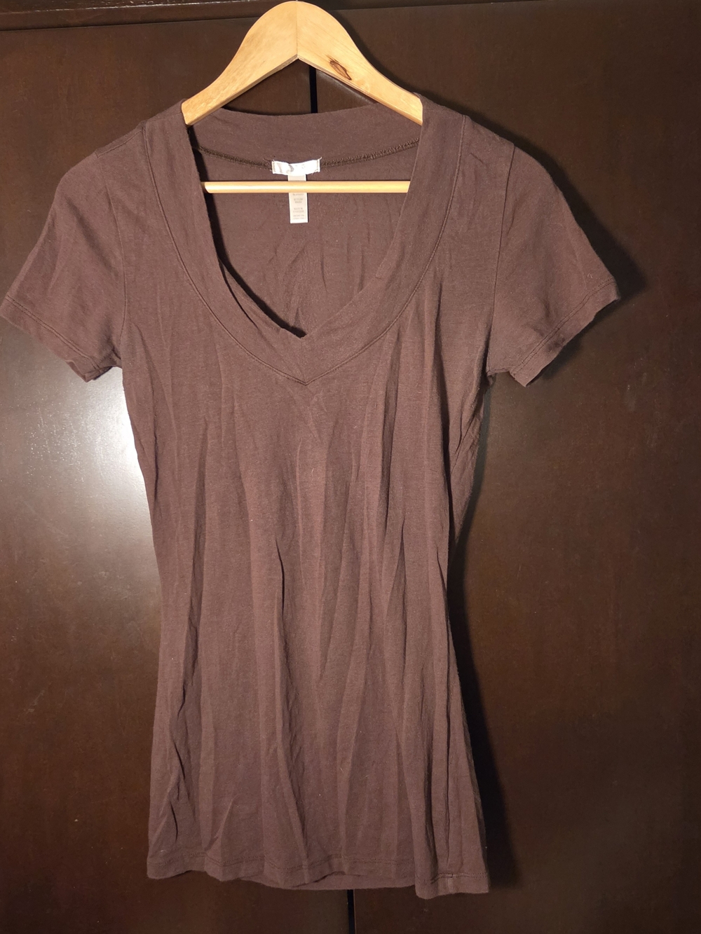 Vixen Brown V-Neck Cotton Blend Top Women Size Medium Juniors'